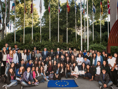 Grupo de jóvenes premiados en el Concurso Euroscola 2013