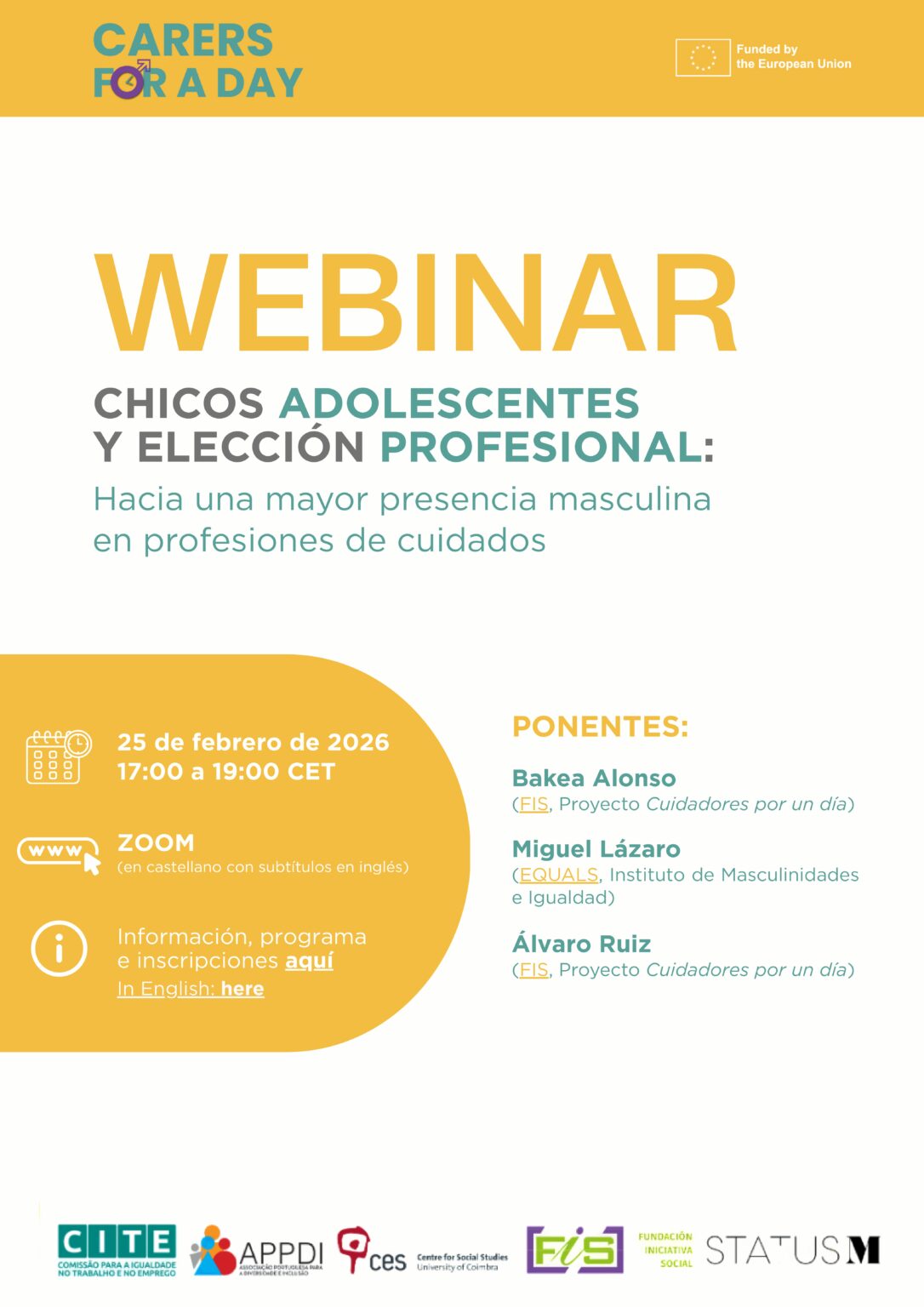 Webinar Chicos adolescentes y elección profesional - hacia una mayor presencia masculina en profesiones de cuidado 
