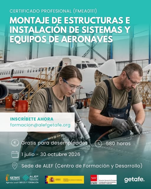 Certificado de Profesionalidad - Curso Montaje de Estructuras e Instalación de Sistemas y Equipos de Aeronaves