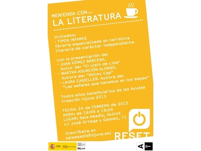 Merienda con... la Literatura en la Sala Amadís del Injuve el día 24 de febrero