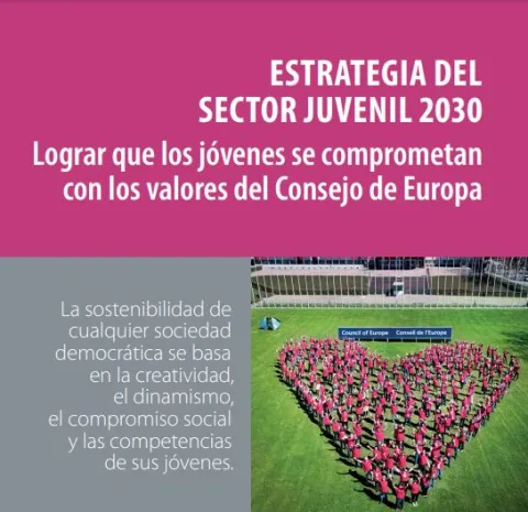 Portada del folleto de la Estrategia del sector juvenil 2030 del Consejo de Europa