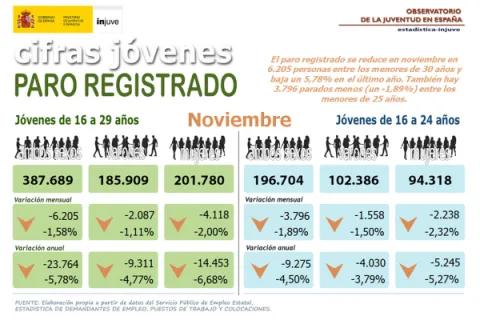 Jóvenes y Paro Registrado. Noviembre 2024 