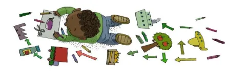 diseño: niño jugando en el suelo